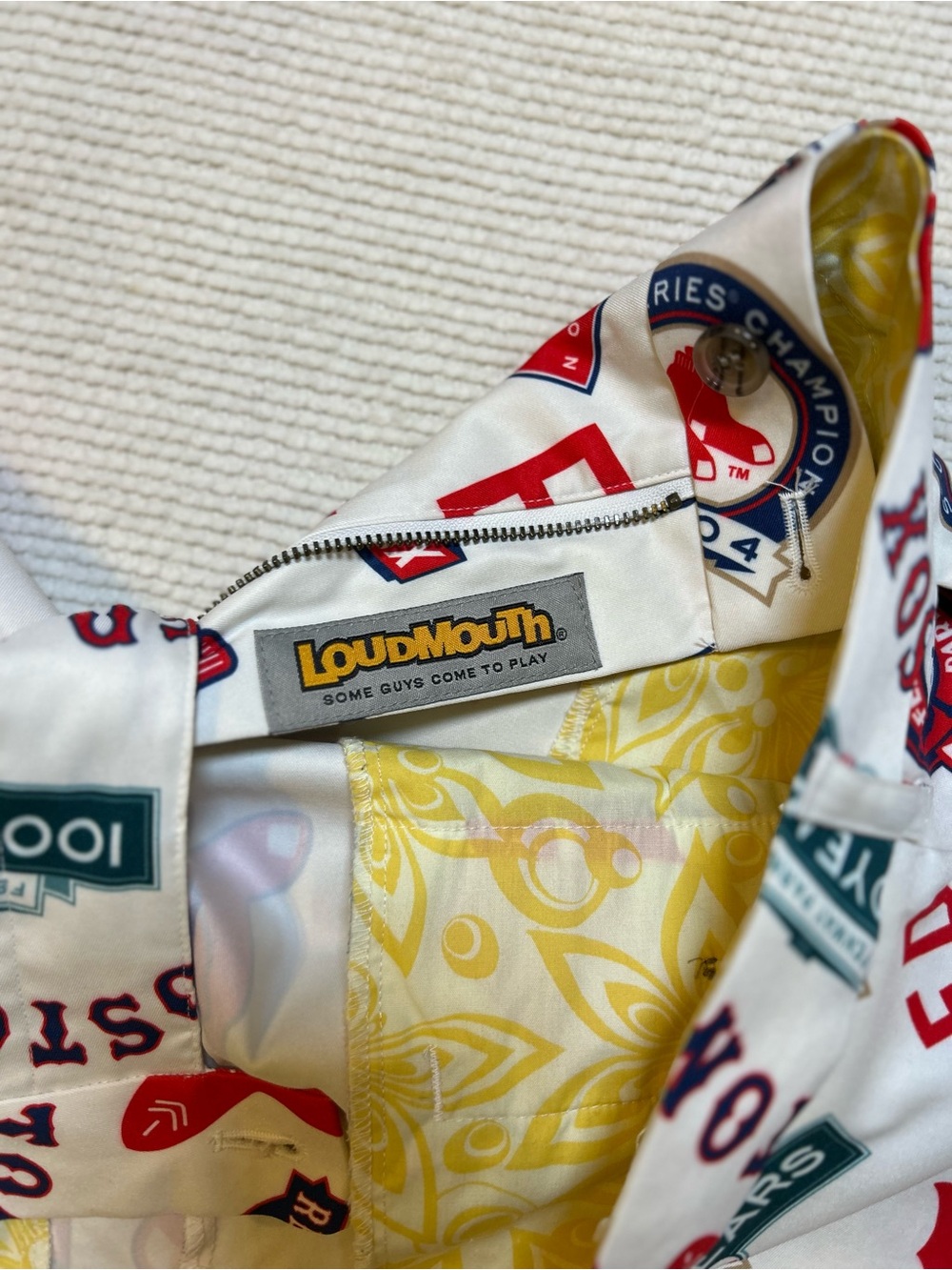 Loudmouth Men’s Boston Red Sox White Red Navy Patterned Athletic Shorts - Picture 4 of 8